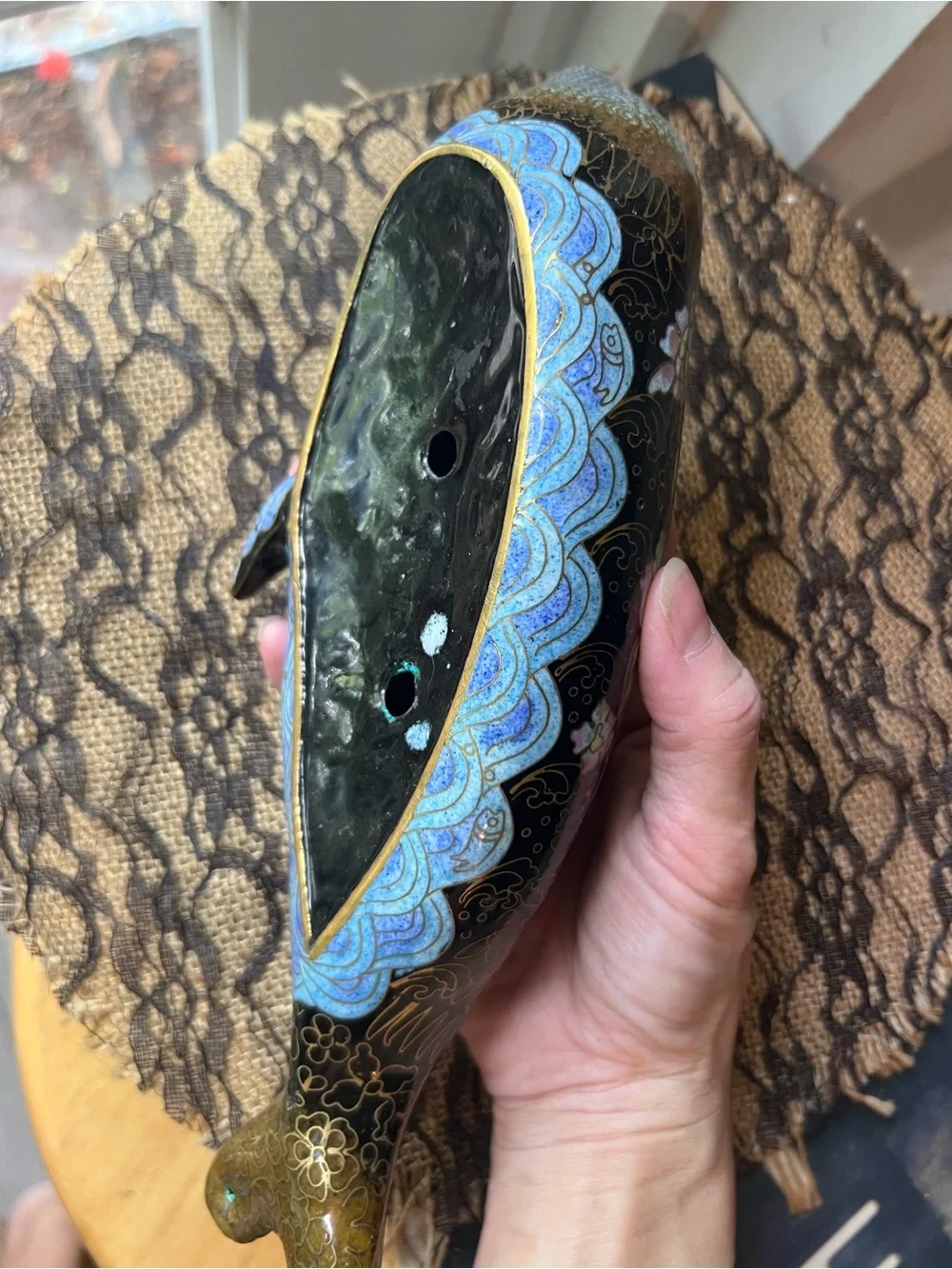 Gorgeous Vintage Cloisonne Seal Fish Figurine Hard to Find